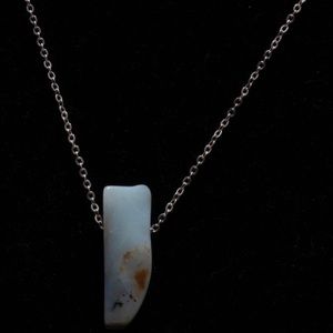 Peruvian Blue Opal necklace on 18” Sterling Silver Chain.